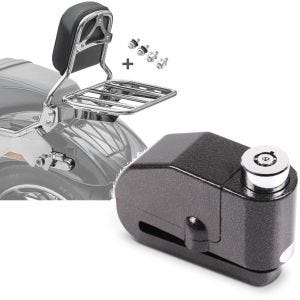 Set: Sissybar für Harley Softail / Sport Glide 18-21 R1 + Bremsscheibenschloss Alarm 120dB BS-Motoparts Diebstahlschutz schwarz_1