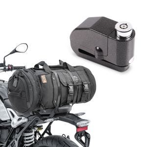 Set: Hecktasche TB8 Gepäckrolle inkl. Spanngurte 35Ltr in schwarz + Bremsscheibenschloss Alarm 120dB BS-Motoparts Diebstahlschutz schwarz_1
