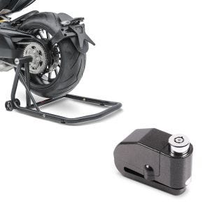 Sett: enarmsstativ egnet for Ducati Diavel / S 11-22 arbeidsstativ Single-Classic + bremseskivelås alarm 110dB BS-Motoparts tyverisikring svart