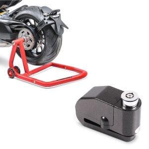 Sett: Enarmsstativ egnet for Ducati Hypermotard 950 / SP 19-24 arbeidsstativ Single Constands + bremseskivelåsalarm 110dB BS-Motoparts tyverisikring svart