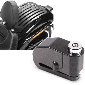 Set: Set Fahrer Rückenlehne Gepäckträger für Harley Breakout / 114 18-20 + Bremsscheibenschloss Alarm 120dB BS-Motoparts Diebstahlschutz schwarz_1