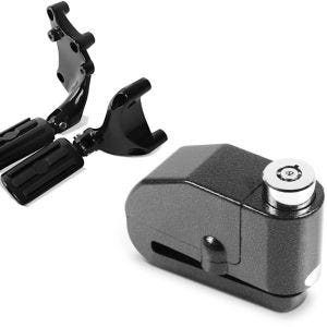 Set: Sozius Fussrasten Set für Harley Sportster Forty-Eight 48 14-20 + Bremsscheibenschloss Alarm 120dB BS-Motoparts Diebstahlschutz schwarz_1