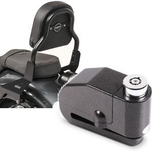 Sett: Sissy bar XS3 egnet for Yamaha XV 950 / R 14-20 svart + bremseskivelås alarm 110dB BS-Motoparts tyverisikring svart