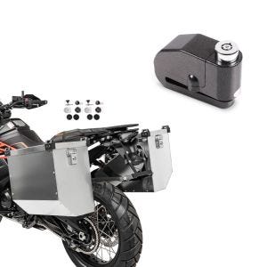 Set: Alukoffer Set für Honda Transalp XL 600/ 650/ 700 V Atlas 36-41 + Bremsscheibenschloss Alarm 120dB BS-Motoparts Diebstahlschutz schwarz_1