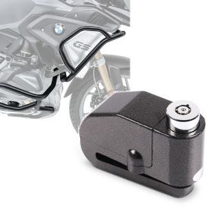 Sett: Crash bar sett egnet for BMW R 1250 GS 19-23 L2 topp og bunn + bremseskive lås alarm 110dB BS-Motoparts tyverisikring svart