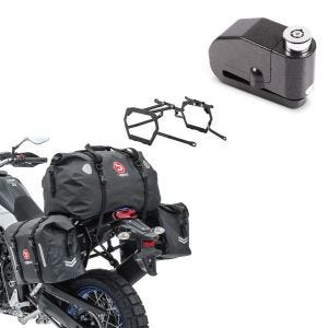 Set: Satteltaschen Set WP8 für Yamaha Tenere 700 19-21 mit Hecktasche + Bremsscheibenschloss Alarm 120dB BS-Motoparts Diebstahlschutz schwarz_1