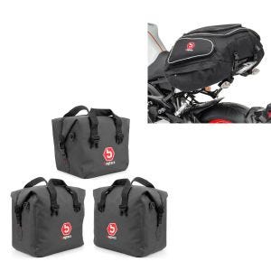 Set: Sissybar SB1 + Hecktasche für Harley Sportster 883 Iron 09-20 + Hecktasche X50 Gepäcktasche hinten 50Ltr in schwarz_1