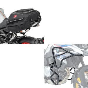 Set: Sturzbügel XL Set für BMW F 850 GS / F 750 GS 18-21 oben unten + Hecktasche X50 Gepäcktasche hinten 50Ltr in schwarz_1