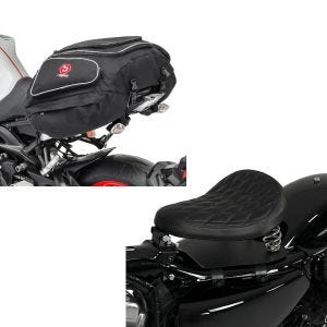 Set: Solo Federsattel mit Grundplatte SG10 braun + Hecktasche X50 Gepäcktasche hinten 50Ltr in schwarz_1