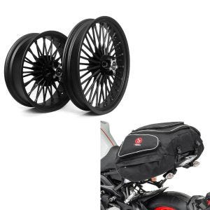 Sett: Sissy bar egnet til Honda Rebel 500 CMX 17-24 Fast Rider-M inkl. bagasjebag X50 bagasjebag 50 liter i sort