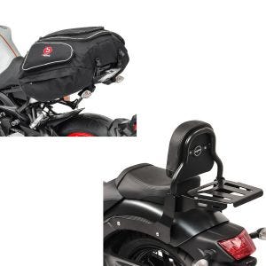 Set: Sissy Bar XS3 für Honda Rebel 500 17-21 mit Gepäckträger schwarz + Hecktasche X50 Gepäcktasche hinten 50Ltr in schwarz_1