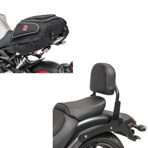Set: Sissy Bar XS3 für Honda Rebel 500 17-21 schwarz + Hecktasche X50 Gepäcktasche hinten 50Ltr in schwarz_1