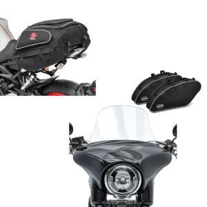 Sett: Sett SW15 motorsykkel rocker Easy Vario Fix og fikseringsstropper sett svart + halebag X50 bagasjebag bag 50 liter i svart