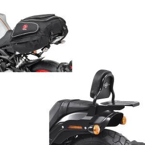 Set: Sissy Bar CSS Fix für Harley Fat Bob / 114 18-21 schwarz + Hecktasche X50 Gepäcktasche hinten 50Ltr in schwarz_1
