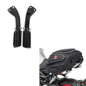 Sett: pillion fotstøttesett med holder passer for Harley Davidson Sportster Forty-Eight 48 14-20 BL1 Craftride + motorsykkel hale bag Bagtecs X50 bagasje bagasje bag 50 liter i svart