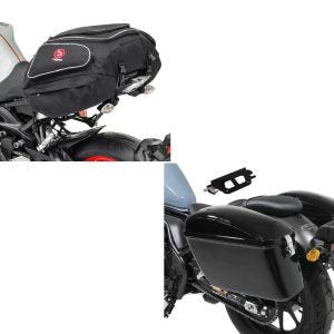 Set: Schwingentasche + Halter für Harley Sportster Forty-Eight 48 10-20 + Hecktasche X50 Gepäcktasche hinten 50Ltr in schwarz_1