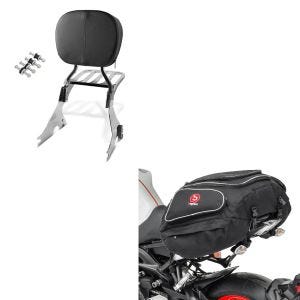 Set: Sissybar für Harley Sportster 883 Iron 09-20 inkl. Gepäckträger + Hecktasche X50 Gepäcktasche hinten 50Ltr in schwarz_1