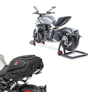 Set: Set Fahrer Rückenlehne Gepäckträger für Harley Breakout / 114 18-20 + Hecktasche X50 Gepäcktasche hinten 50Ltr in schwarz_1