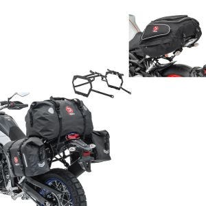 Sett: Sadelveskesett WP8 passer til Yamaha Tenere 700 19-24 med halebag + halebag X50 bagasjebag bag 50 liter i sort