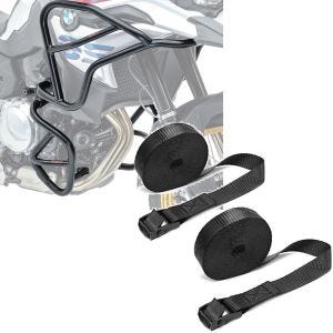 Set: Sturzbügel XL Set für BMW F 850 GS / F 750 GS 18-21 oben unten + Spanngurt Set Zurrgurte 150cm 2 Stück in schwarz_1