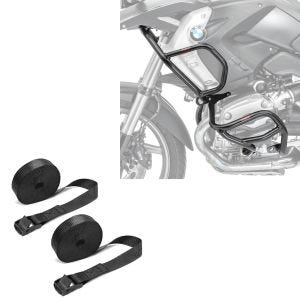 Set: Sturzbügel Set L2 für BMW R 1200 GS 08-12 oben und unten Schutzbügel + Spanngurt Set Zurrgurte 150cm 2 Stück in schwarz_1