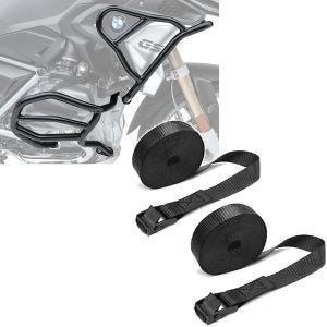 Set: Sturzbügel Set für BMW R 1250 GS 19-21 oben und unten XL8 Schutzbügel + Spanngurt Set Zurrgurte 150cm 2 Stück in schwarz_1