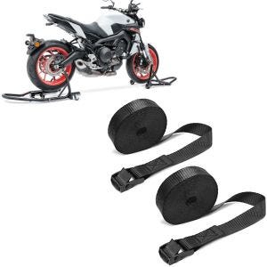 Set: Montageständer Set MV2 Motorradständer vorne und hinten Rangierhilfe + Spanngurt Set Zurrgurte 150cm 2 Stück in schwarz_1