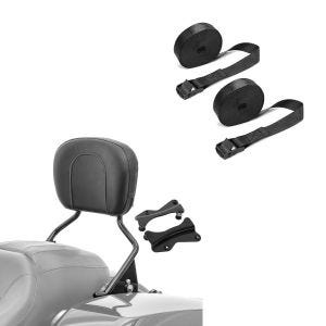 Set: Sissybar für Harley Street Glide 14-19 mit Docking Kit schwarz + Spanngurt Set Zurrgurte 150cm 2 Stück in schwarz_1