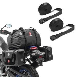 Set: Satteltaschen mit Hecktasche RB25 + XF60 Drybag Vol. 110L + Spanngurt Set Zurrgurte 150cm 2 Stück in schwarz_1