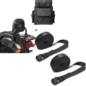 Set: Sissybar XS3 + Hecktasche für Honda Rebel 500 17-21 mit Gepäckträger + Spanngurt Set Zurrgurte 150cm 2 Stück in schwarz_1