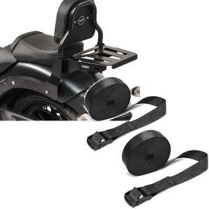 Sett: Sissy Bar XS3 passer til Kawasaki Vulcan S / Café 15-24 med bagasjehylle + spennstropp sett med surrestropper 150cm 2 stk i sort
