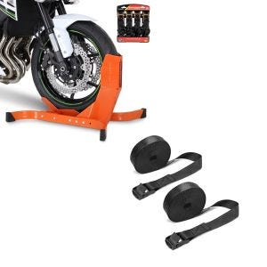 Set: Easy Plus - Motorradwippe inklusive 4-fach Spanngurt-Set orange + Spanngurt Set Zurrgurte 150cm 2 Stück in schwarz_1