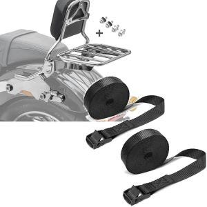 Set: Sissybar für Harley Softail / Sport Glide 18-21 R1 + Spanngurt Set Zurrgurte 150cm 2 Stück in schwarz_1