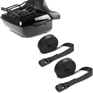 Sett: Toppkoffert King NLB egnet for Harley Davidson Touring 14-24 uten hull Craftride + motorsykkel surrestropp sett surrestropper 150cm 2 stk i sort ConStands