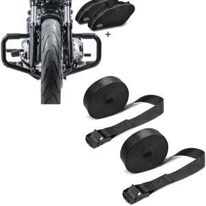 Set: Set STS4 Sturzbügel und Innentaschen Set für Harley Sport Glide 18-21 + Spanngurt Set Zurrgurte 150cm 2 Stück in schwarz_1