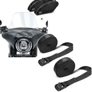 Set: Set Windschutz L + Koffer Innentasche für Harley Sport Glide 18-21 + Spanngurt Set Zurrgurte 150cm 2 Stück in schwarz_1