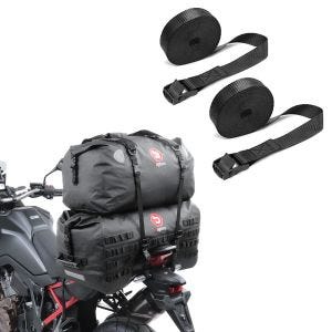 Set: Hecktasche Set SX70 + XF60 Volumen 130 L Dry Bag Wasserdicht + Spanngurt Set Zurrgurte 150cm 2 Stück in schwarz_1