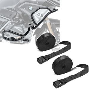 Set: Sturzbügel Set für BMW R 1250 GS 19-21 L2 oben und unten + Spanngurt Set Zurrgurte 150cm 2 Stück in schwarz_1