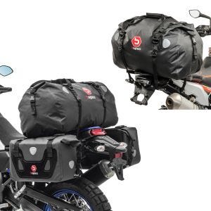 Sett: Saddlebags med halebag RB25 + XF80 Drybag Vol. 130L + Tailbag Drybag XF60 vanntett volum 60l