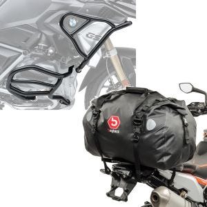 Sett: Crash bar sett egnet for BMW R 1250 GS 19-23 topp og bunn XL8 crash bar + tail bag Drybag XF60 vanntett volum 60l