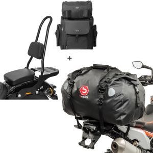 Set: Sissybar CSXL + Hecktasche für Harley Softail Street Bob 18-20 + Hecktasche Drybag XF60 Wasserdicht Volumen 60l_1