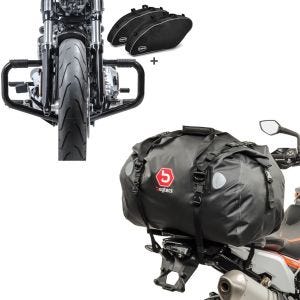 Set: Set STS4 Sturzbügel und Innentaschen Set für Harley Sport Glide 18-21 + Hecktasche Drybag XF60 Wasserdicht Volumen 60l_1