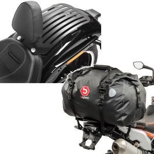 Set: Set Fahrer Rückenlehne Gepäckträger für Harley Breakout / 114 18-20 + Hecktasche Drybag XF60 Wasserdicht Volumen 60l_1