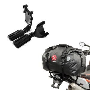 Set: Sozius Fussrasten Set für Harley Sportster Forty-Eight 48 14-20 + Hecktasche Drybag XF60 Wasserdicht Volumen 60l_1