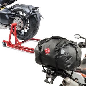 Set: Rangierhilfe Ducati Diavel / S 11-20 Montageständer Single Mover Rot + Hecktasche Drybag XF60 Wasserdicht Volumen 60l_1