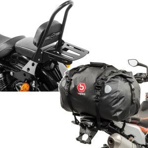 Set: Sissybar Harley Sportster 04-20 Fast Rider-L inkl. Gepäckträger + Hecktasche Drybag XF60 Wasserdicht Volumen 60l_1