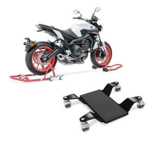 Set: Montageständer Set MR1 Motorradständer vorne und hinten Rangierhilfe + Rangierhilfe für Hauptständer Easy Mover II bis 320kg in schwarz_1
