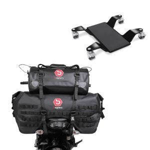 Set: Hecktasche Set SX70 + XF30 Volumen 100 L Drybag Wasserdicht + Rangierhilfe für Hauptständer Easy Mover II bis 320kg in schwarz_1