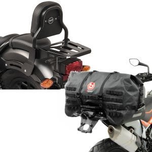 Sett: Sissy bar XS3 egnet for Honda Rebel 500 CMX 17-24 med bagasjehylle svart + halebag SX70 70Ltr vanntett i svart