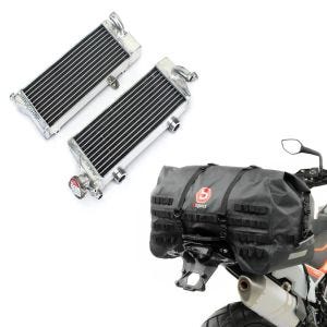 Sett: Kjølerediator egnet for KTM EXC 125 / 200 / 250 / 300 2-takts 2008-2015 + halebag SX70 70L vanntett i svart